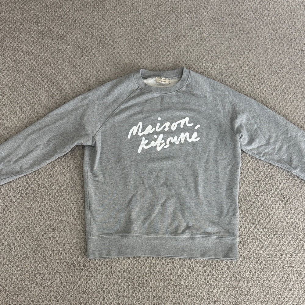 MAISON KITSUNE Light Gray Crewneck Sweater